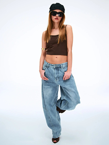 Camiseta Corta de Tirantes para Mujer, 100% Algodón, Cuello Redondo, Tirantes Finos, Top Corto Liso con Logotipo Personalizado, Moda Urbana Y2K - Product Image 2