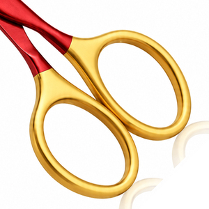 Tijeras para Cutículas de Acero Inoxidable Rojo Dorado, Punta Curva Afilada, Mango Redondo, Herramienta de Belleza para Adultos, Tijeras de Manicura Duraderas OEM - Product Image 4