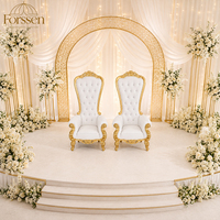 Chaises de mariage de luxe à dossier haut, style trône royal, or et blanc, pour mariés, hôtels, banquets et événements sur scène