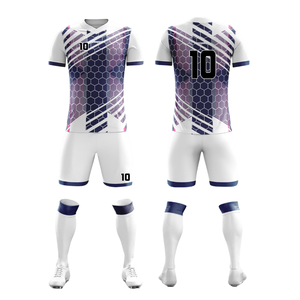 Maillot de football pour hommes en gros, 100 % polyester, imprimé par sublimation, personnalisable avec nom et numéros d'équipe, séchage rapide, respirant, col en V - Product Image 2