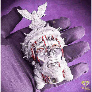 Collar de Diseño con Colgante de Rostro de Jesús, Diamante Cultivado en Laboratorio, Estilo Hip Hop, Joyería de Lujo - Product Image 6
