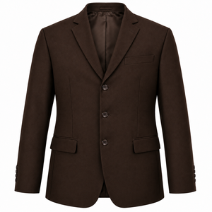 Veste de costume homme marron style britannique, revers cranté, simple boutonnage, infroissable, coupe droite, mélange de laine - Product Image 1