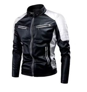 Chaquetas de Cuero para Motocicleta con Cuello Alto para Hombre, Chaquetas de Cuero PU Ajustadas, Chaquetas de Cuero Casuales de Otoño para Hombre, Nueva Moda de Calidad, Talla 5XL - Product Image 3