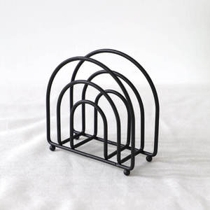 Porte-serviettes vertical en fer forgé à trois compartiments pour hôtel, café, table, rangement de serviettes en papier - Product Image 5
