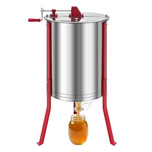 Smielatore Manuale a 6 Telaini con Coperchio Trasparente e Tamburo a Nido d'Ape in Acciaio Inossidabile Regolabile in Altezza - Product Image 6