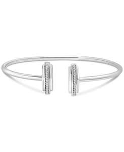 Diamond Bar Flex <b>Bangle</b> <b>Bracelet</b> (1/6 ct. t.w.) in <b>Sterling</b> <b>Silver</b> | Macy's - Product Image 1