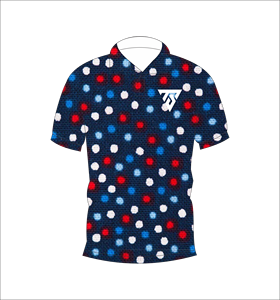 Camisa Casual de Manga Corta con Cuello en V y Estampado de Puntos Azul Marino para Hombre, Camisa Polo de Secado Rápido para Verano - Product Image 1