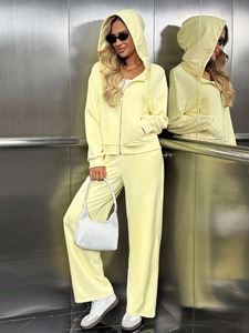 Conjunto deportivo para mujer, chaqueta con cremallera de algodón y poliéster, pantalones deportivos, transpirable, elástico, para gimnasio, fitness, ropa deportiva. - Product Image 3