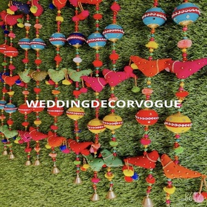 Guirnalda de Borlas Hechas a Mano con Hilos Multicolores para Decoración de Bodas, Decoración Mehndi, Guirnalda de Borlas para Fondo de Eventos, Decoración Colgante para Fiestas - Product Image 2