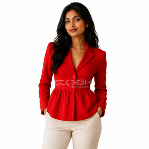 Cosh International Ropa Griega para Mujer, Elegante Abrigo con Dobladillo Peplum, Botón Único, Corte Regular, Manga Larga - Product Image 1