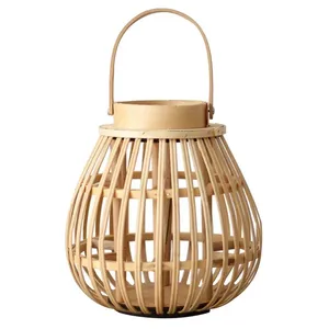 Lanterne en rotin de bambou écologique avec bougie pour Noël et Pâques Décoration de la maison Fait à la main Durable Fabriqué au Vietnam - Product Image 3