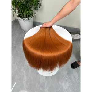 Extensions de cheveux humains lisses à clipser en cuivre gingembre, double trame, cheveux Remy, trame simple - Product Image 3