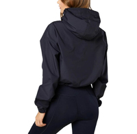 Veste coupe-vent pour femme, veste courte à col haut, demi-zip, vêtements de fitness grande taille, veste d'entraînement en nylon coupe-vent, yoga, gym