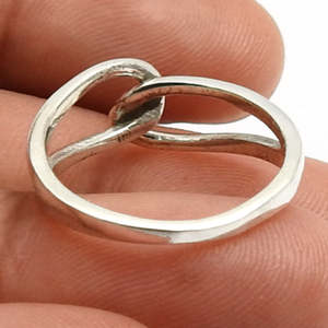 Sculptural Aesthetic Minimal Geometric Jewelry Crafted From 925 Sterling <b>Silver</b> Entwined Knot Bohemian <b>Rings</b> For Women & Girls - Product Image 3