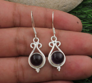 Boucles d'oreilles en améthyste violette naturelle, argent sterling 925, boucles d'oreilles pendantes délicates et luxueuses, améthyste taille poire, bijoux pour soirée - Product Image 5
