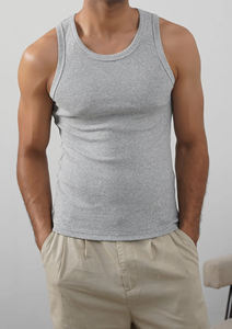 Nouveaux débardeurs de sport pour hommes, sans manches, couleur unie, côtelés, pour la gym, l'entraînement, athlétique, coupe ajustée, séchage rapide - Product Image 4