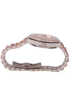 Montre classique vintage de luxe en or blanc avec cadran à chiffres, entièrement sertie de moissanite et bracelet diamanté, style hip-hop - Product Image 3