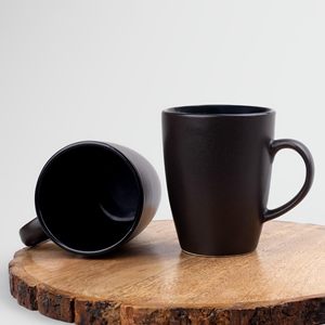Juego de Café de Cerámica de Color Sólido, Moderno y de Lujo, 350 ml, Ecológico, Duradero, Portátil, Negro Mate, Marca Abhita, Hecho en India, para Oficina - Product Image 4