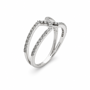 Bague double bande en argent sterling 925 pour femme avec zircon cubique, finition polie, style moderne et minimaliste, pour usage quotidien ou mariage - Product Image 2
