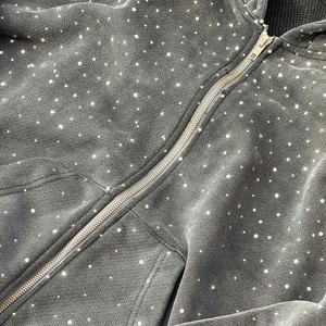 Sweat-shirt à capuche oversize à fermeture éclair, motif à pois, décontracté, unisexe, en molleton français 100% coton, pour l'automne - Product Image 6