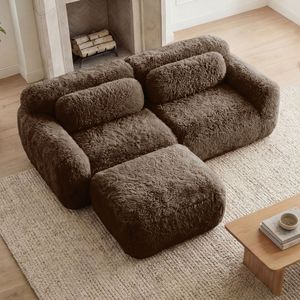 Divano a L Ergonomico Senza Struttura in Tessuto Morbido e Soffice, Spugna ad Alta Densità 32D, Chaise Longue Senza Necessità di Montaggio per Soggiorno - Product Image 2