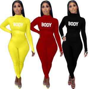 Mono amarillo de manga larga con cuello alto para mujer, cintura alta, ajuste ceñido, estampado de poliéster y elastano, ropa de club, largo completo - Product Image 4