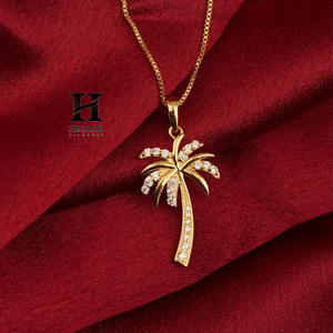 Luxury <b>Palm</b> <b>Tree</b> Pendant <b>Necklace</b> 14K Gold Plated VVS Moissanite Lab Grown Diamond Tropical Coconut <b>Tree</b> Charm <b>Necklace</b> forWomen - Product Image 2
