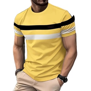 Camiseta informal de manga corta para hombre con jersey de cuello redondo con estampado de rayas para Top de estilo callejero de verano - Product Image 4