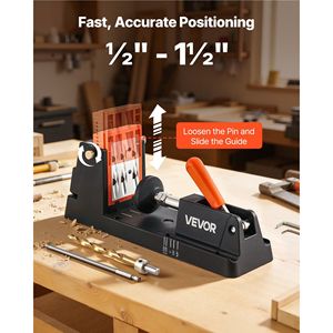 ชุดจิ๊กเจาะรูแบบปรับได้ขนาด 1/2 นิ้ว ถึง 1-1/2 นิ้ว พร้อมอะแดปเตอร์เก็บฝุ่น เครื่องมือช่างไม้แบบน้ำหนักเบาพร้อม GUI ที่ถอดออกได้ - Product Image 2