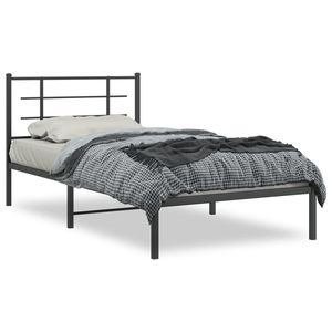 Base de Cama Doble Moderna en Acero con Recubrimiento en Polvo Negro, Camas Metálicas Elegantes - Product Image 1