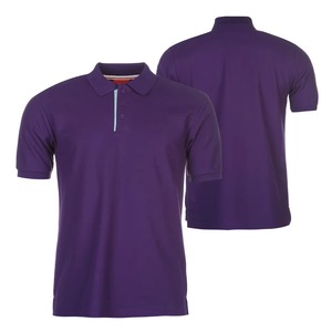 Polo à manches courtes pour homme, couleur unie violette, tissu Oxford tissé décontracté, coupe classique, design boutonné - Product Image 4