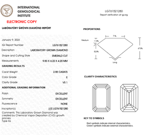 Diamante Suelto Cultivado en Laboratorio de Alta Calidad, Corte Esmeralda de 2.55 Quilates, Claridad VS1, Color E, Certificado IGI - Product Image 6