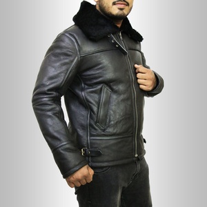Men's Genuine Leather <b>Thin</b> Reversible Plus Size Winter <b>Jacket</b> with Zipper Closure - Product Image 3