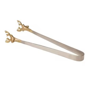 Pince à glace en acier inoxydable avec motif tête de cerf, qualité alimentaire, compatible lave-vaisselle, résistante à la chaleur 230°C, style simple, pince à salade - Product Image 1
