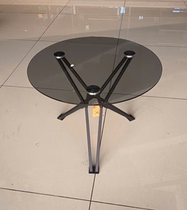 Mesa de centro moderna redonda de vidrio con estructura metálica para sala de estar o cafetería - Product Image 4