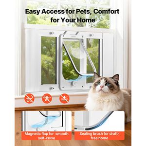 Porte pour chat en verre haute transparence avec cadre en aluminium pour fenêtres, 4 modes de verrouillage sécurisés, ajustement adaptable pour une largeur de 27 à 32 pouces - Product Image 4
