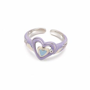 Cute Brass Enamel Heart Ring with Hollow Out Pattern for <b>Sweet</b> Girlfriend <b>Gift</b> Romantic Jewelry Wholesale - Product Image 1