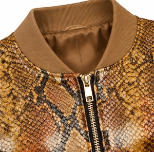 Chaqueta Bomber con Estampado de Serpiente para Mujer, Cuello Alto, Cierre de Cremallera, Chaqueta Corta de Otoño - Product Image 6