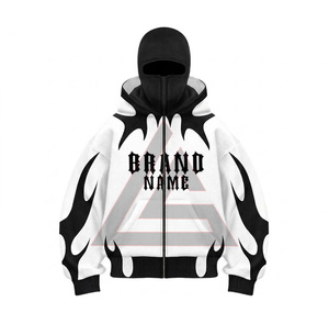 Ensemble de survêtement unisexe respirant à capuche imprimé par transfert thermique, effet délavé, coupe évasée, avec cagoule intégrée - Product Image 5