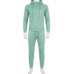 Survêtement zippé pour homme en coton 100% uni, finition lisse, taille parfaite, coupe moderne, décontracté pour l'hiver - Product Image 2