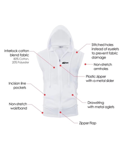 Men's Sleeveless Hooded Zip-Up Vest Solid Color Cotton Polyester Blend Casual Knitted <b>Sweatshirt</b> With Drawstring And Pockets - Product Image 3