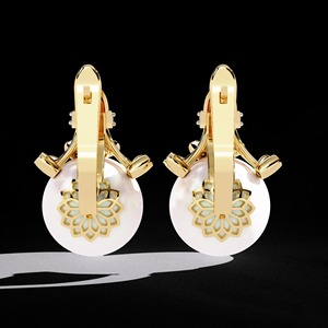 Handmade Octopus <b>Pearl</b> & Moissanite <b>Earrings</b>, Sea Life Statement Dangle Jewelry, Luxury White <b>Pearl</b> with Sparkling Accent - Product Image 4