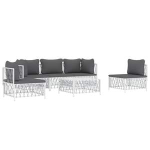 Ensemble de salon de jardin blanc avec coussins gris foncé - Product Image 3