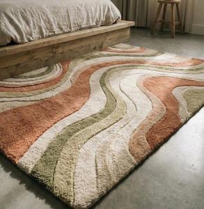 Luxury Modern <b>Abstract</b> Wavy Pattern Wool Plush Area Rug Soft Living Room Bedroom Floor Home Decor - Product Image 1