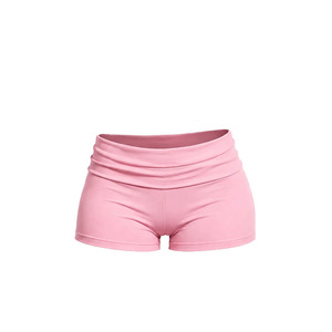 Women Pink Design 3 Piece Shorts Set <b>Raglan</b> Sleeve Crop <b>Top</b> Foldover Waist Headband Breathable Cotton Spandex Summer Loungewear - Product Image 3