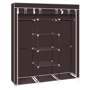 Organizzatore Portatile a Doppia Asta per Armadio, 175 cm, in Tessuto Non Tessuto, Colore Marrone Scuro, per Conservazione Vestiti RT - Product Image 1