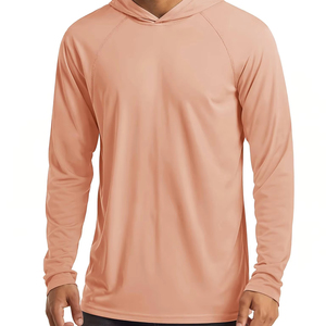 T-shirts de pêche à manches longues pour hommes, protection solaire UPF 50+, couleur unie, à capuche, performance athlétique, anti-UV - Product Image 1