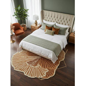 Alfombra de Lujo con Diseño de Hojas de Ginkgo, Hecha a Mano, Color Marrón Beige, Forma Irregular, Alfombra Botánica Tallada en 3D para Sala de Estar Moderna - Product Image 2