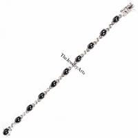 Bracelet à breloques vintage fait main en argent plaqué avec saphir noir étoilé changeant de couleur, design étoile à 6 branches, cadeau unisexe
