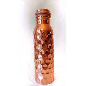 Diamond Hammered <b>Copper</b> Water Bottle With <b>Screw</b> On Lid Reusable Metal Camping HIking Travel Water Bottle Modern Style - Product Image 2